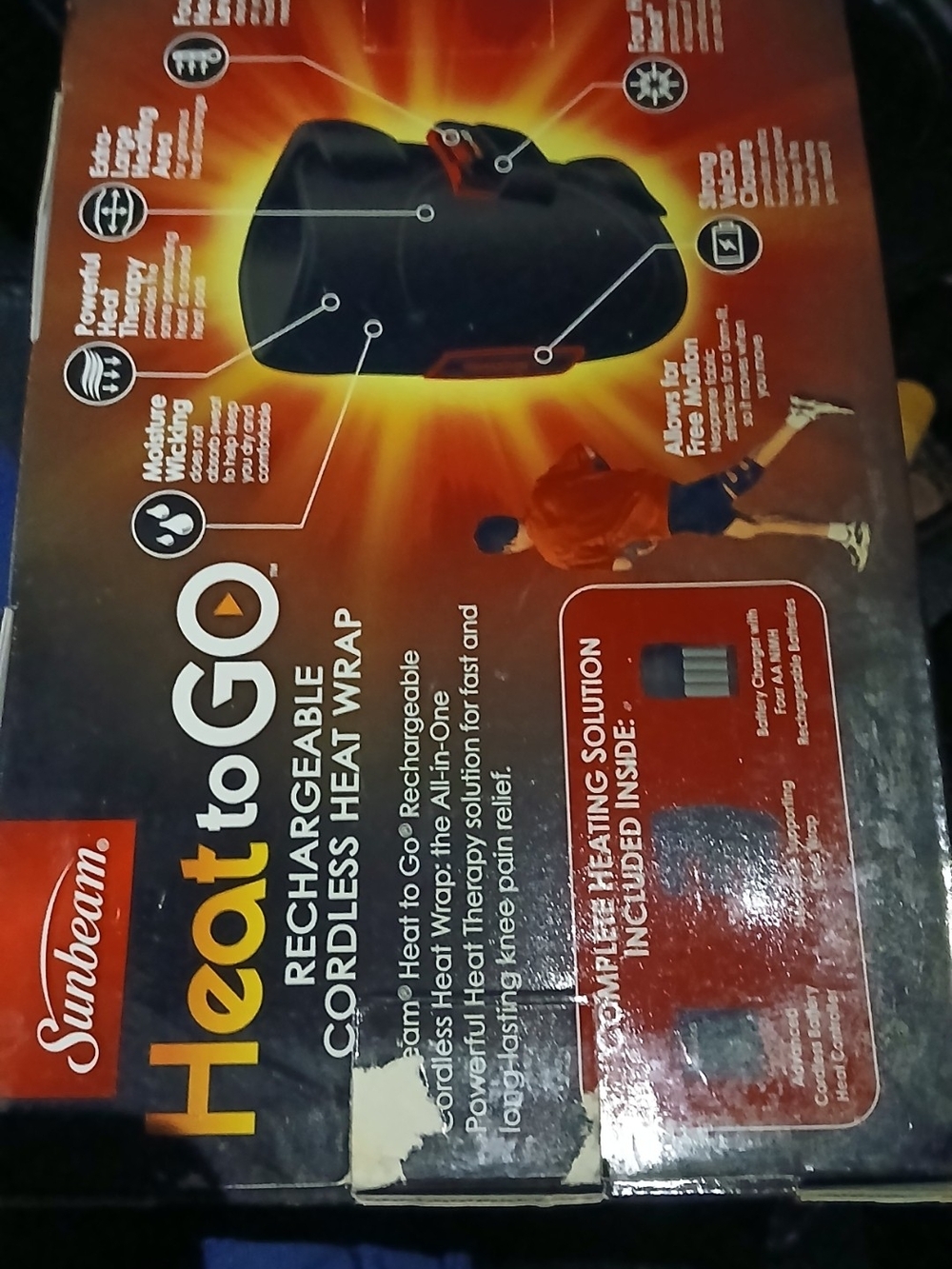 New Never Used Sunbeam Heat to Go Rechargeable Cordless Heat Wrap Heating Pad